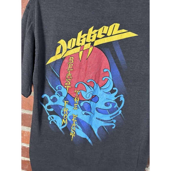 Vintage 80s Dokken Beast From the East Black Tour T-Shirt Adult Size Large Flaw - Picture 8 of 8